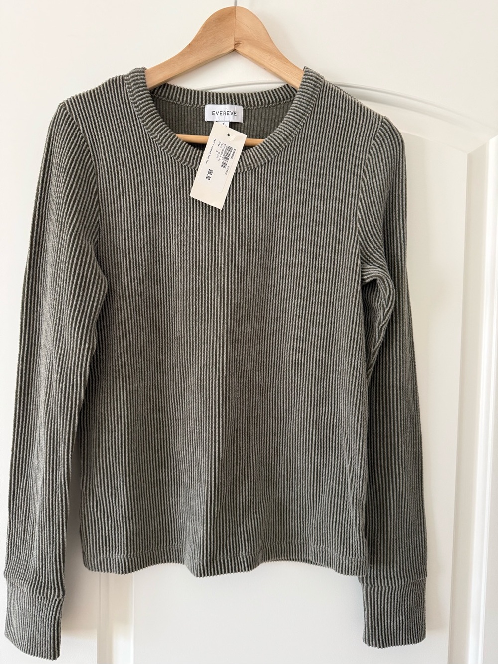 Evereve Olive Ribbed Knit Long Sleeve Top